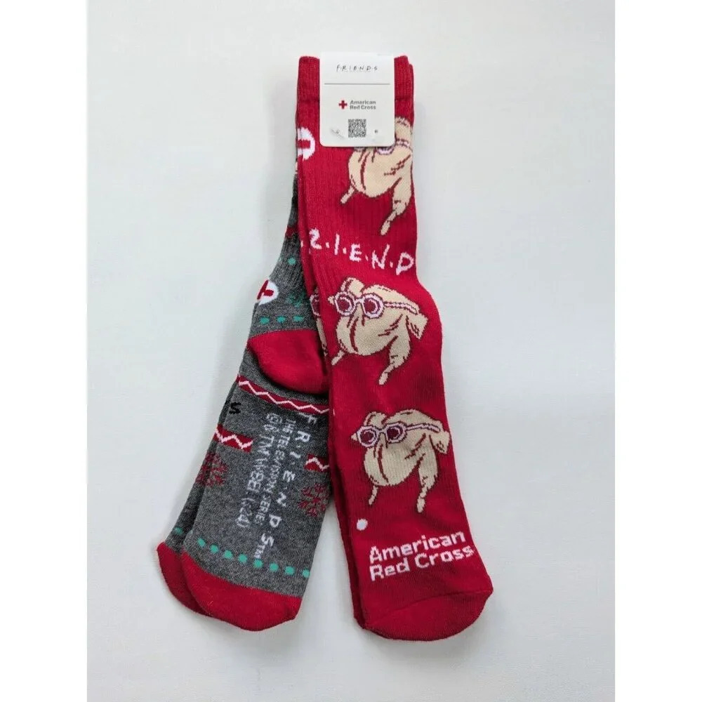 AMERICAN RED CROSS Socks "FRIENDS" Limited edition, 2 Pairs NWT - Picture 2 of 5